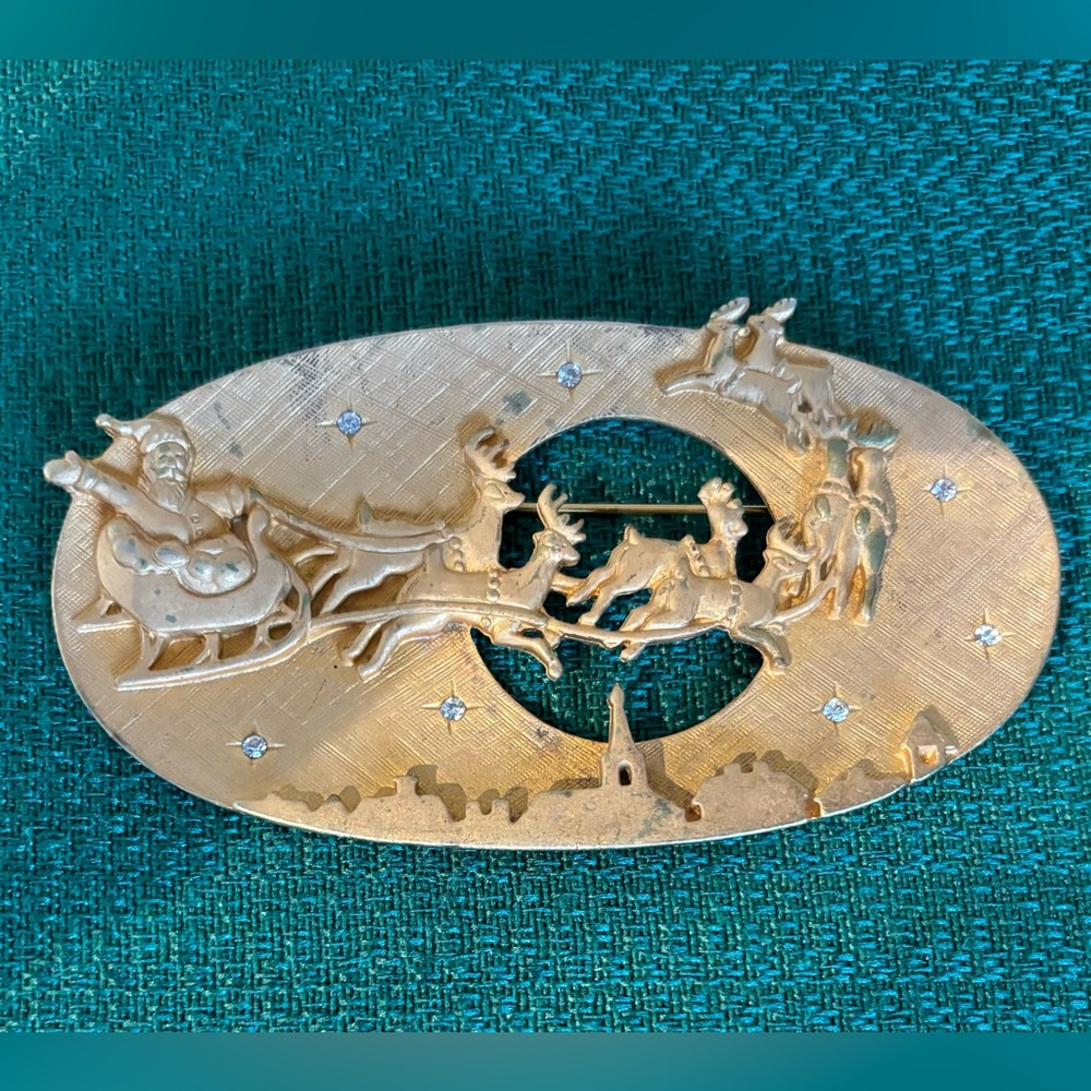 Santa’s Sleigh Vintage Brooch
